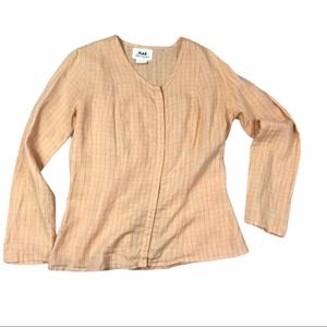 Flax Plaid Orange Full Snap Back Pocket Tunic